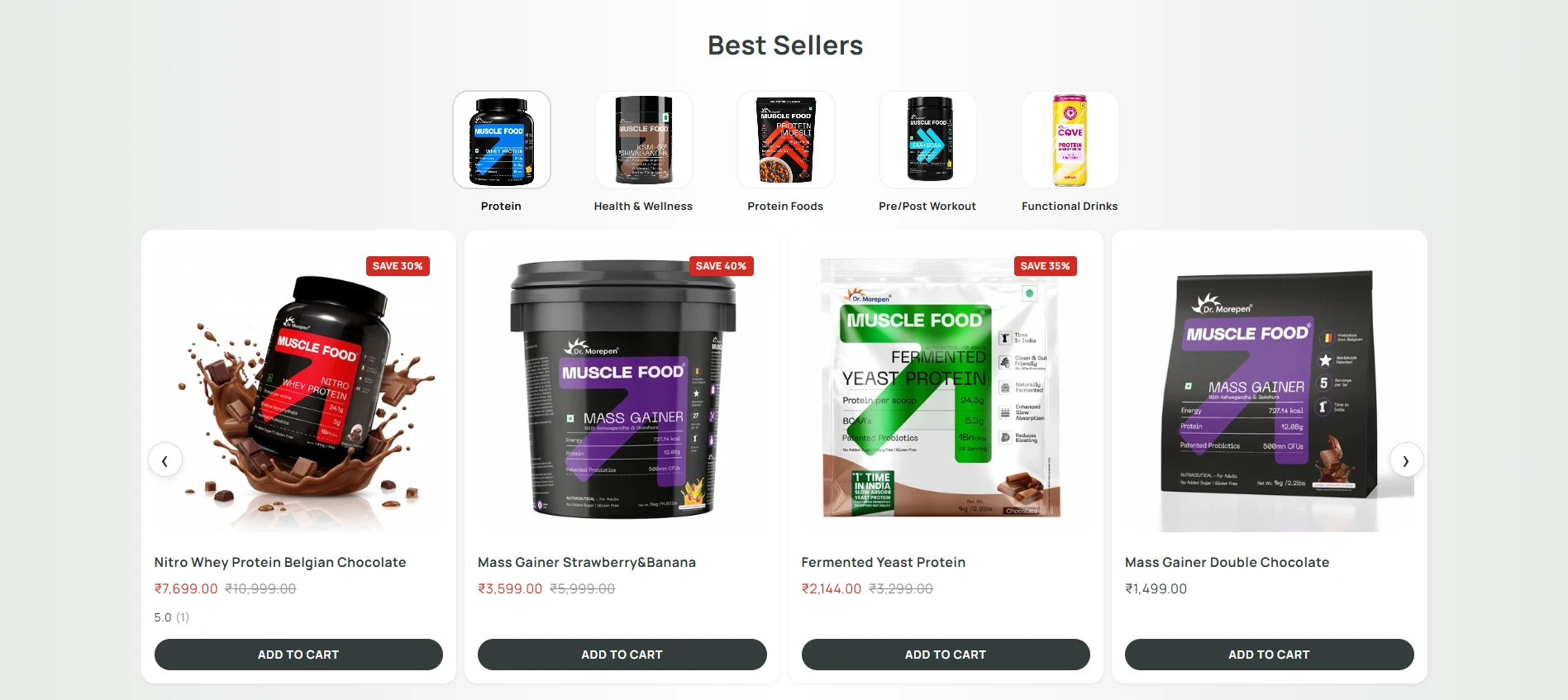Muscle Food best sellers page